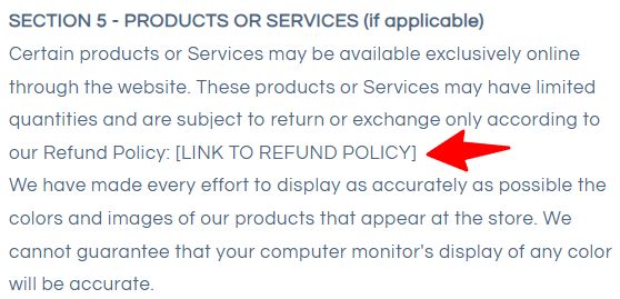 peptide website disclaimer with copy/paste mistake.